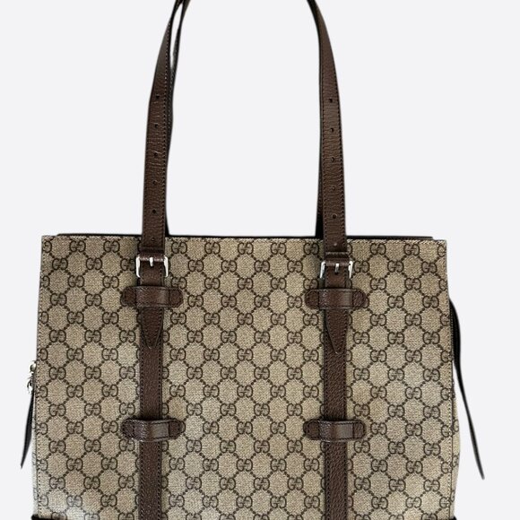 Gucci Beige & Brown GG Monogram Large Tote Bag - Picture 1 of 8